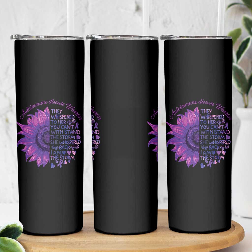Autoimmune Disease Awereness Skinny Tumbler I Am The Storm Purple Ribbon
