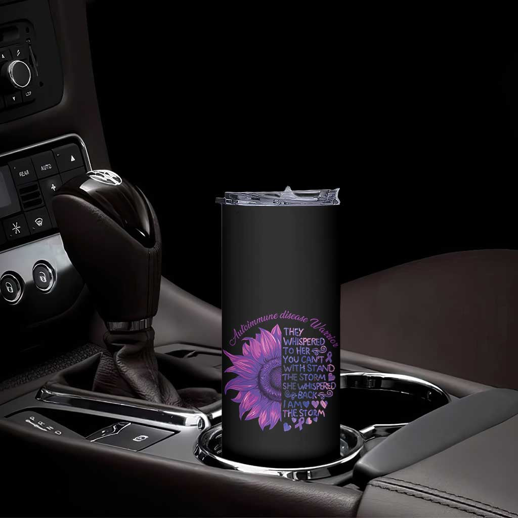 Autoimmune Disease Awereness Skinny Tumbler I Am The Storm Purple Ribbon
