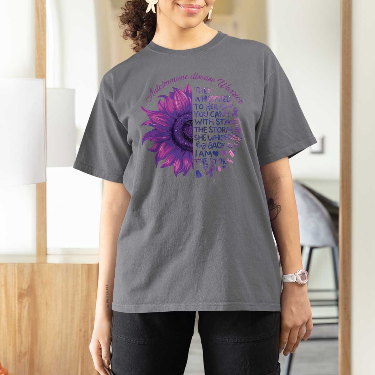 Autoimmune Disease Awereness T Shirt For Women I Am The Storm Purple Ribbon