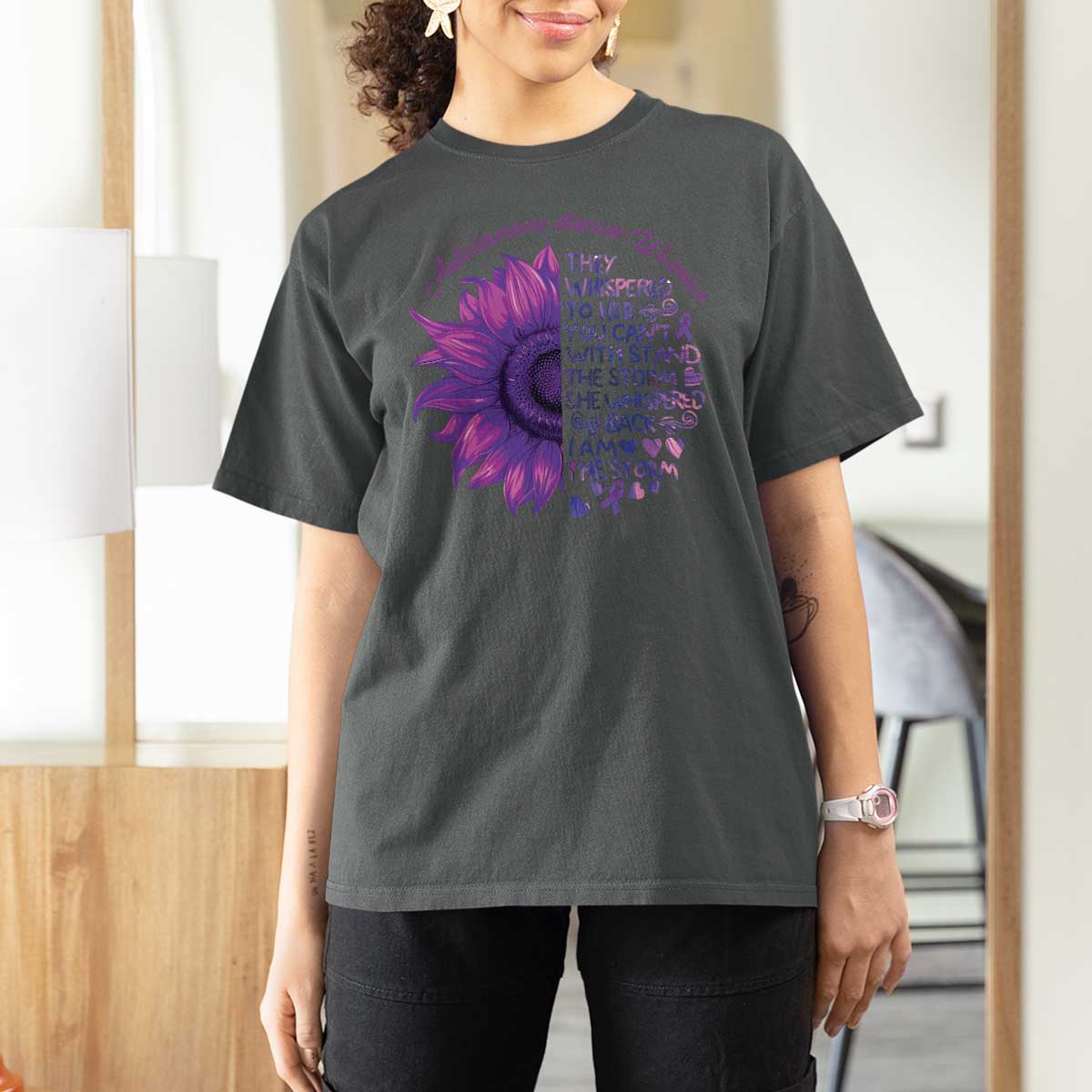 Autoimmune Disease Awereness T Shirt For Women I Am The Storm Purple Ribbon