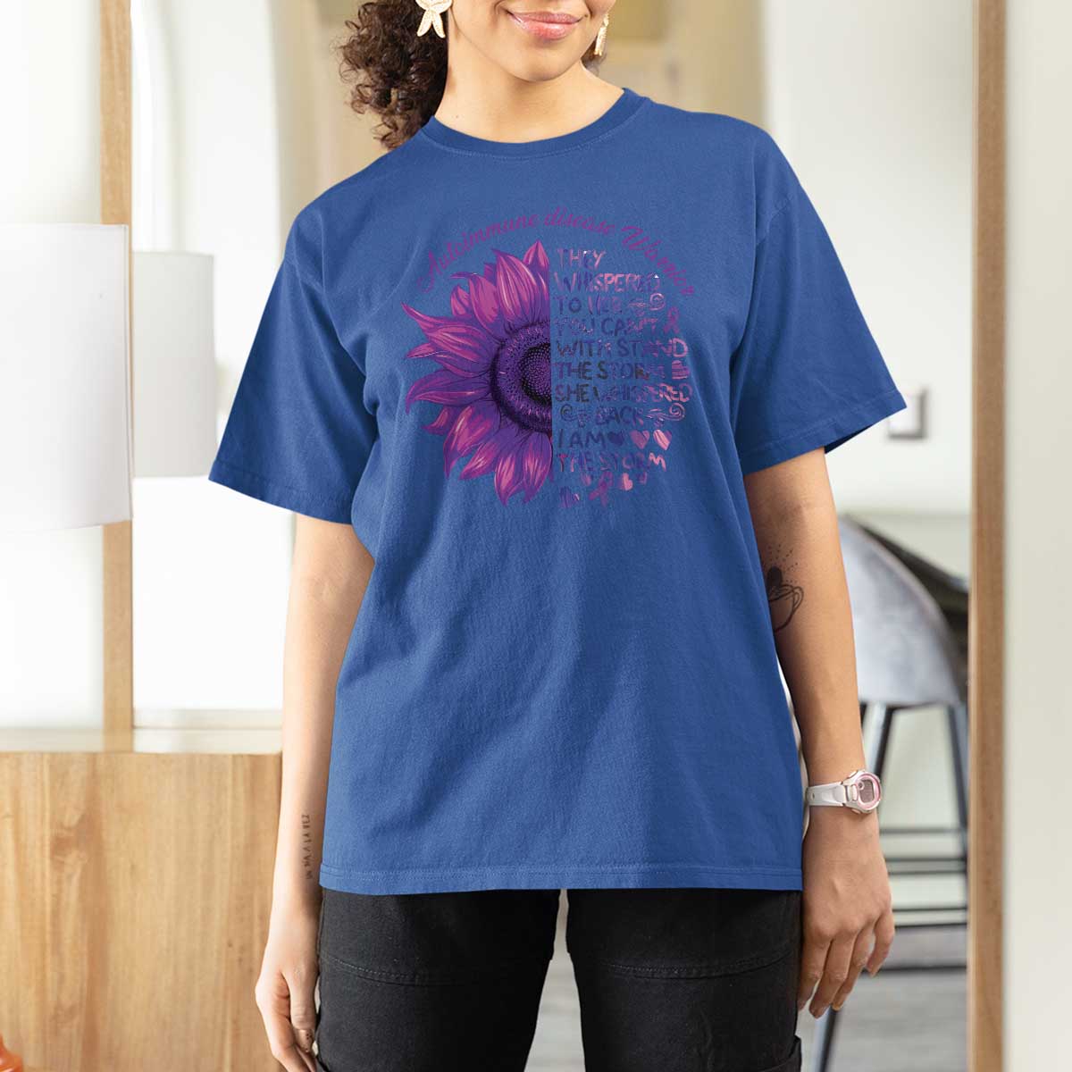 Autoimmune Disease Awereness T Shirt For Women I Am The Storm Purple Ribbon