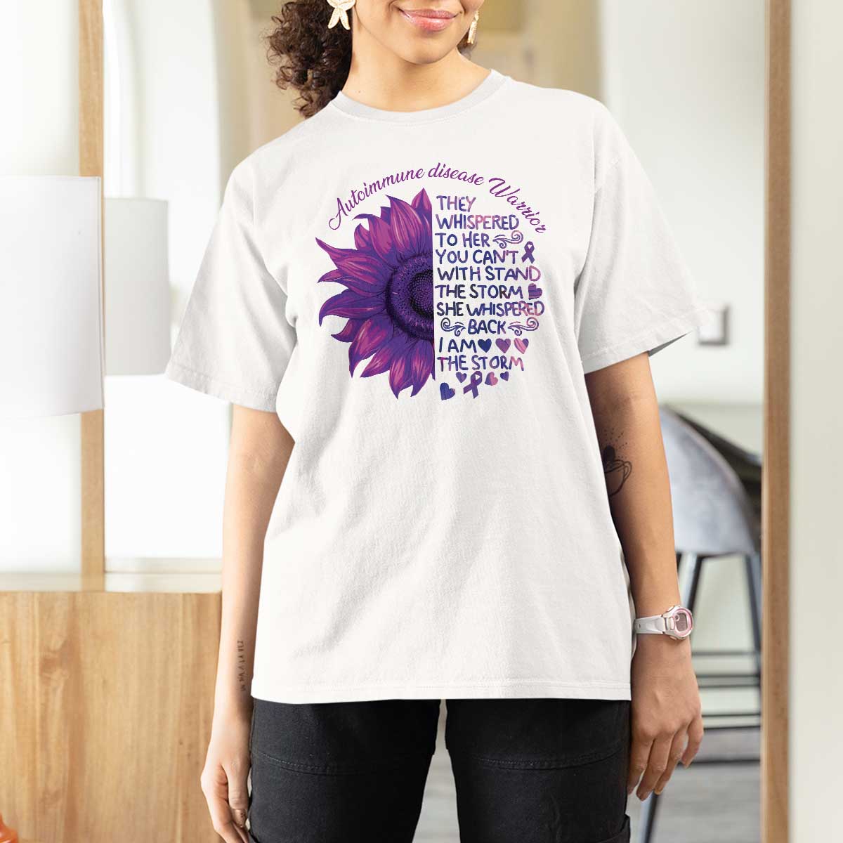 Autoimmune Disease Awereness T Shirt For Women I Am The Storm Purple Ribbon