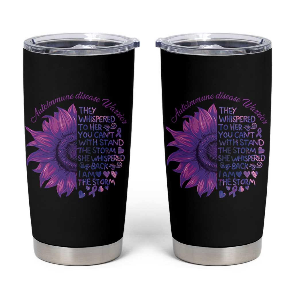Autoimmune Disease Awereness Tumbler Cup I Am The Storm Purple Ribbon