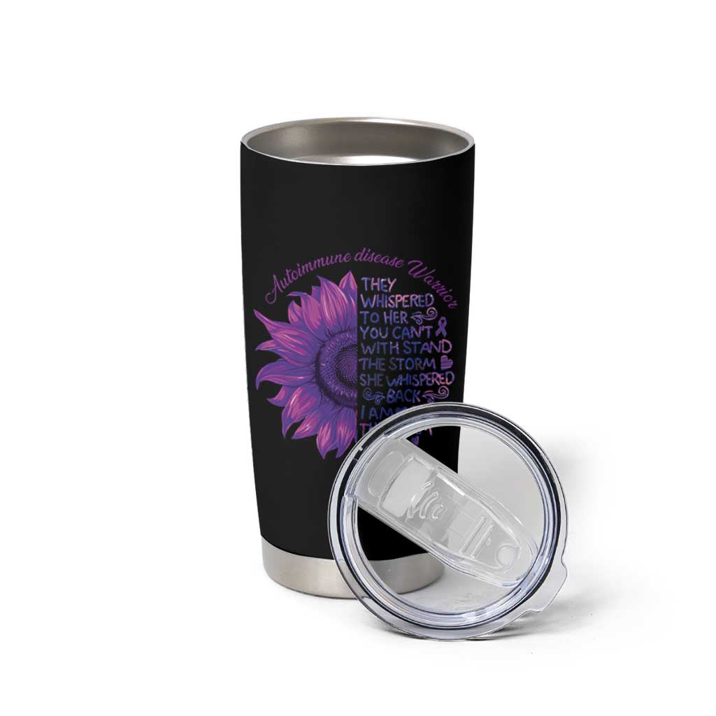Autoimmune Disease Awereness Tumbler Cup I Am The Storm Purple Ribbon