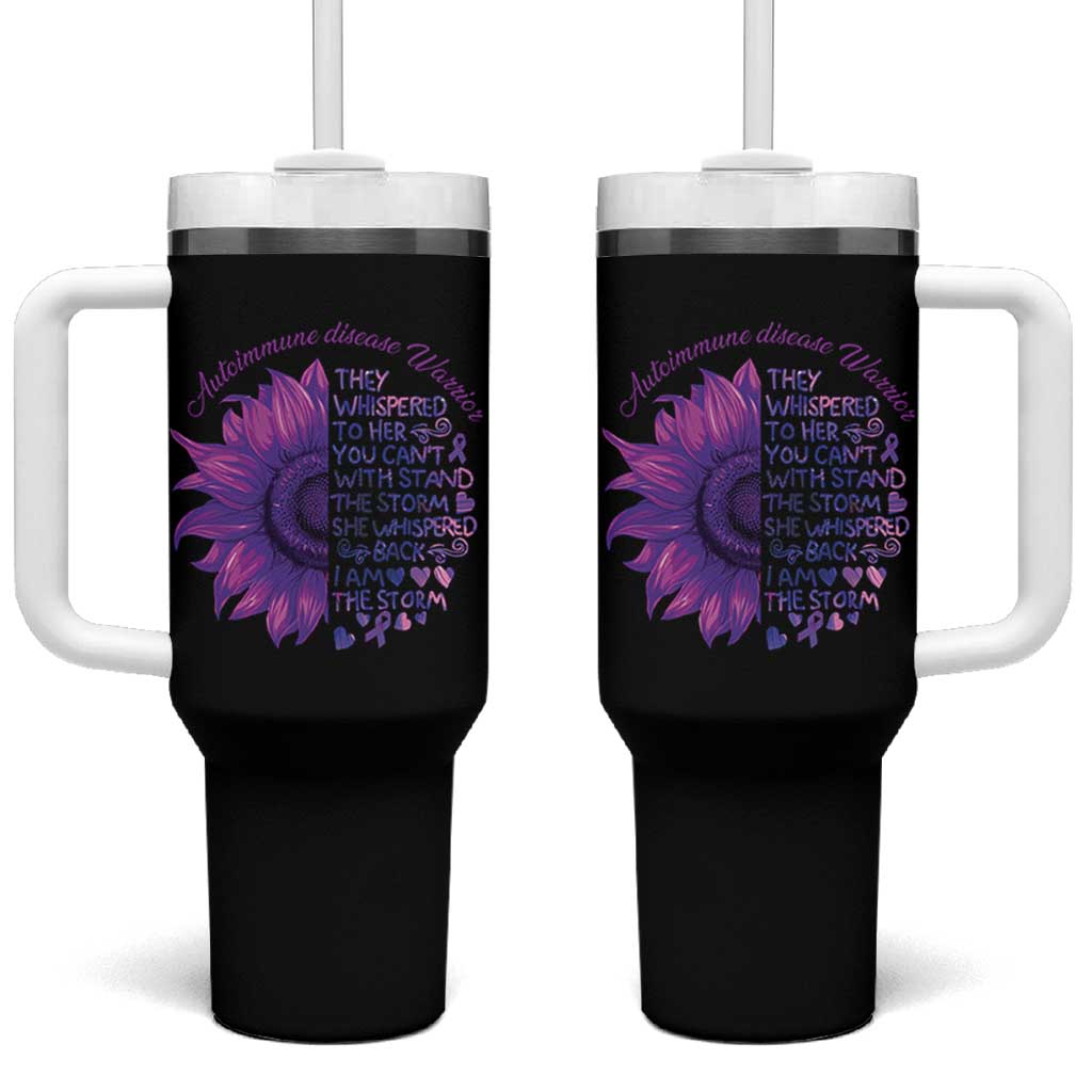 Autoimmune Disease Awereness Tumbler With Handle I Am The Storm Purple Ribbon