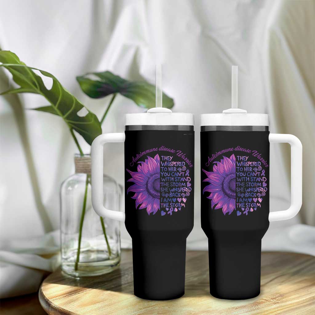 Autoimmune Disease Awereness Tumbler With Handle I Am The Storm Purple Ribbon