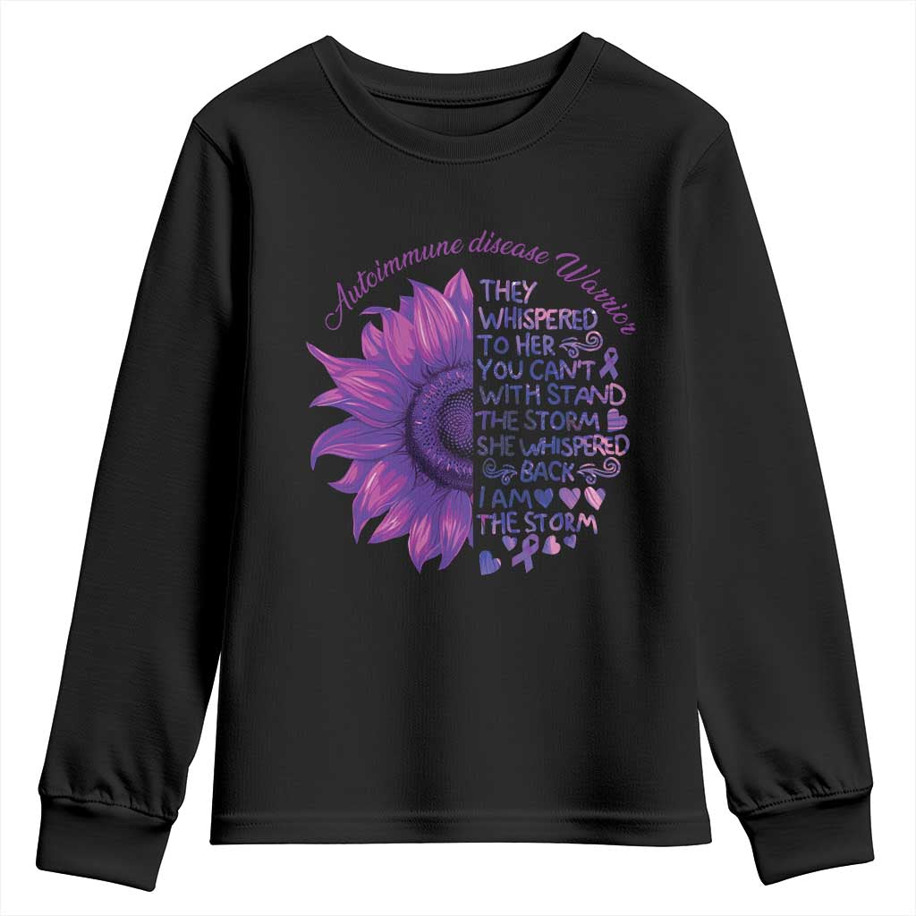Autoimmune Disease Awereness Youth Sweatshirt I Am The Storm Purple Ribbon
