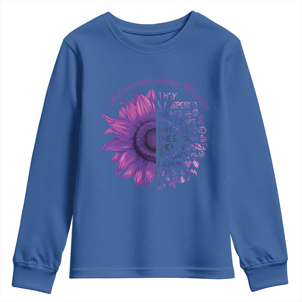 Autoimmune Disease Awereness Youth Sweatshirt I Am The Storm Purple Ribbon