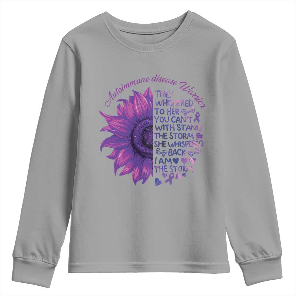 Autoimmune Disease Awereness Youth Sweatshirt I Am The Storm Purple Ribbon
