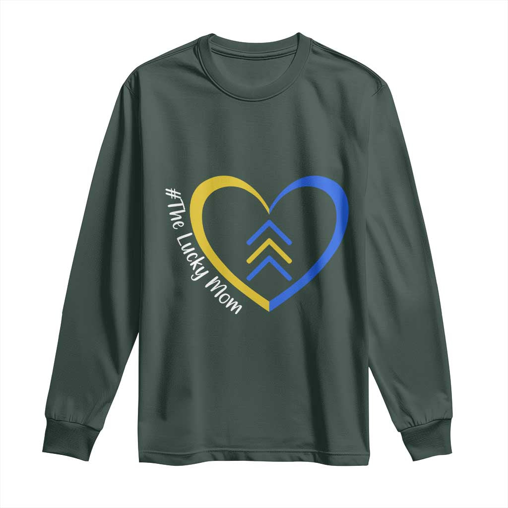 Down Syndrome Mom Long Sleeve Shirt Love Heart Three Arrows Lucky Mama T21 321