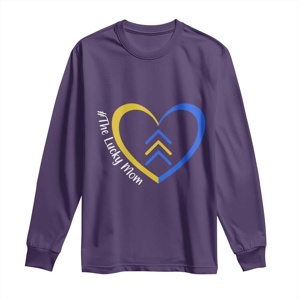 Down Syndrome Mom Long Sleeve Shirt Love Heart Three Arrows Lucky Mama T21 321