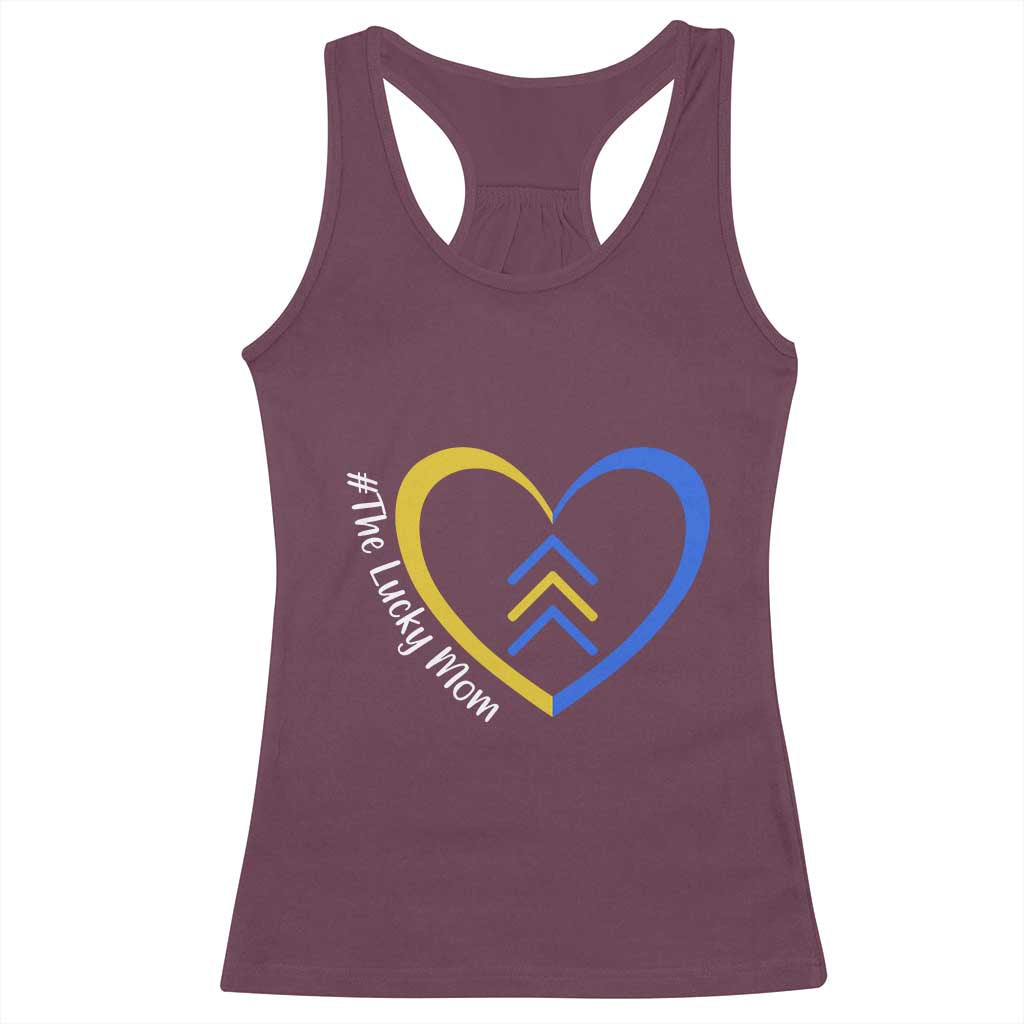 Down Syndrome Mom Racerback Tank Top Love Heart Three Arrows Lucky Mama T21 321