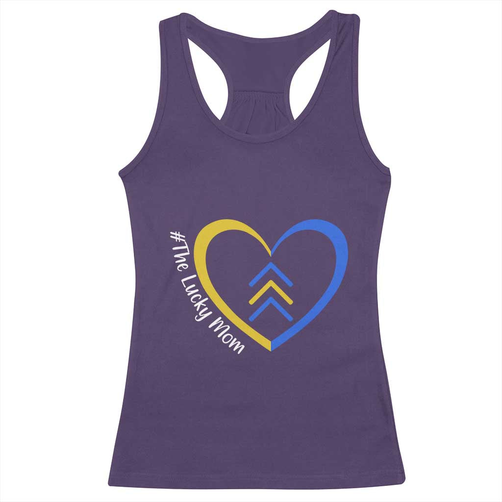 Down Syndrome Mom Racerback Tank Top Love Heart Three Arrows Lucky Mama T21 321