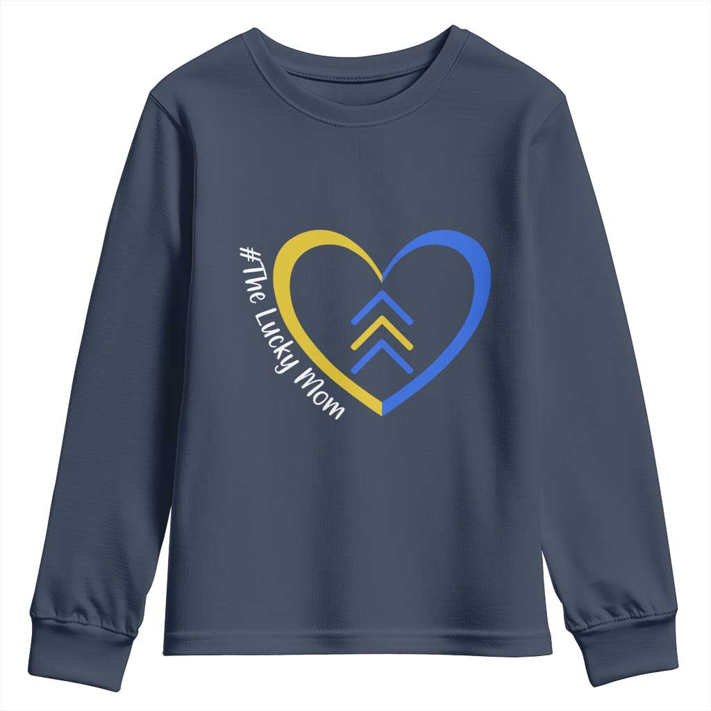 Down Syndrome Mom Youth Sweatshirt Love Heart Three Arrows Lucky Mama T21 321