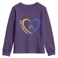 Down Syndrome Mom Youth Sweatshirt Love Heart Three Arrows Lucky Mama T21 321