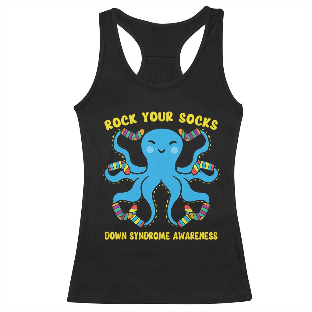 World Down Syndrome Day Racerback Tank Top Octopus Rock Your Sock Support 321