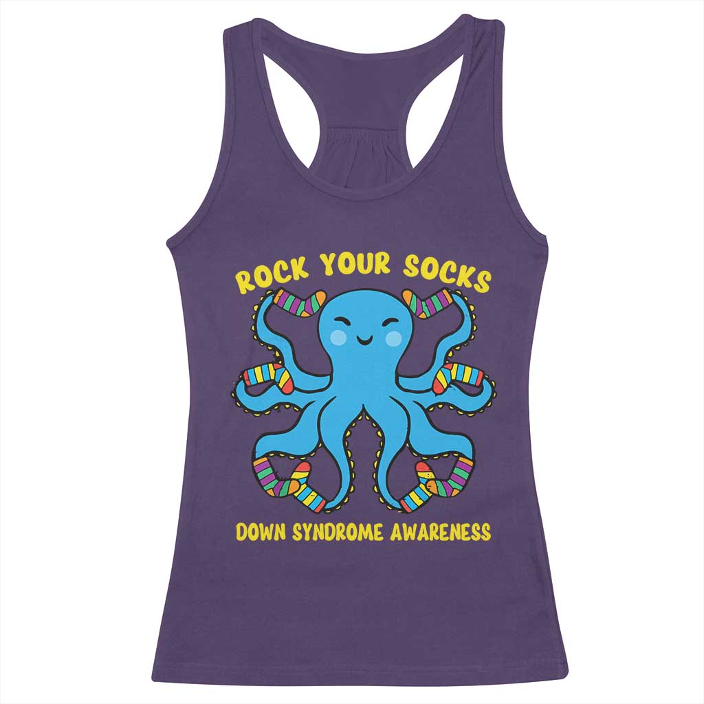 World Down Syndrome Day Racerback Tank Top Octopus Rock Your Sock Support 321