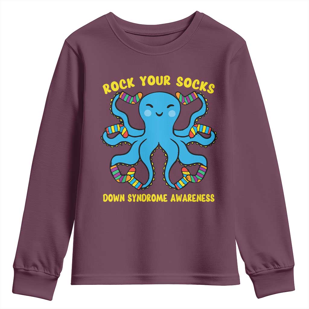 World Down Syndrome Day Youth Sweatshirt Octopus Rock Your Sock Support 321