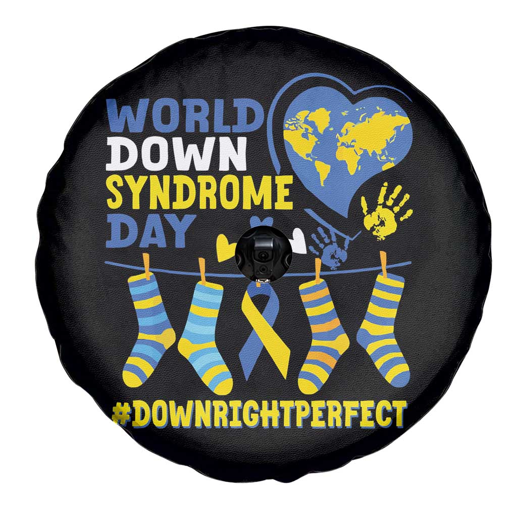 World Down Syndrome Day Spare Tire Cover Blue Yellow Ribbon Down Right Perfect Awareness Support