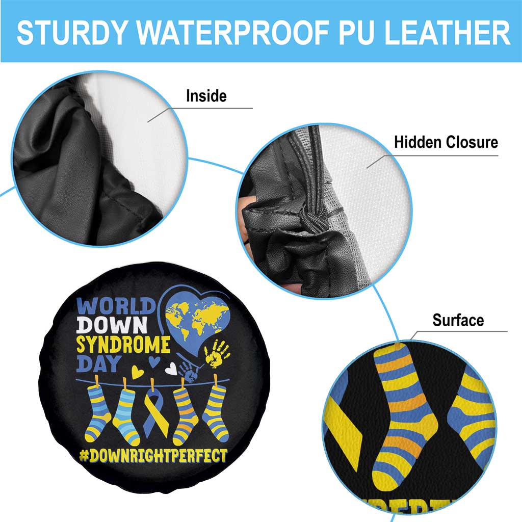 World Down Syndrome Day Spare Tire Cover Blue Yellow Ribbon Down Right Perfect Awareness Support