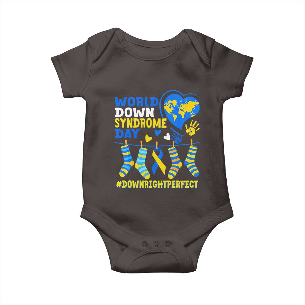 World Down Syndrome Day Baby Onesie Blue Yellow Ribbon Down Right Perfect Awareness Support