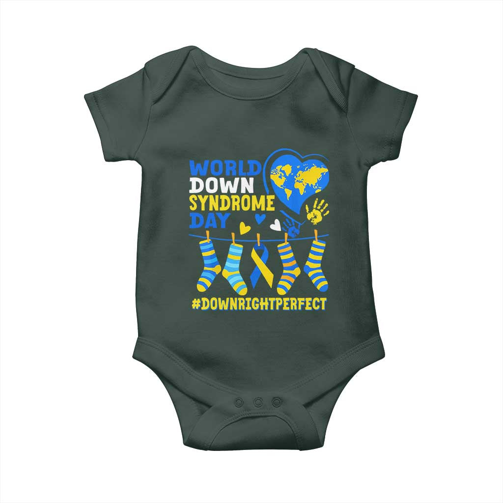 World Down Syndrome Day Baby Onesie Blue Yellow Ribbon Down Right Perfect Awareness Support