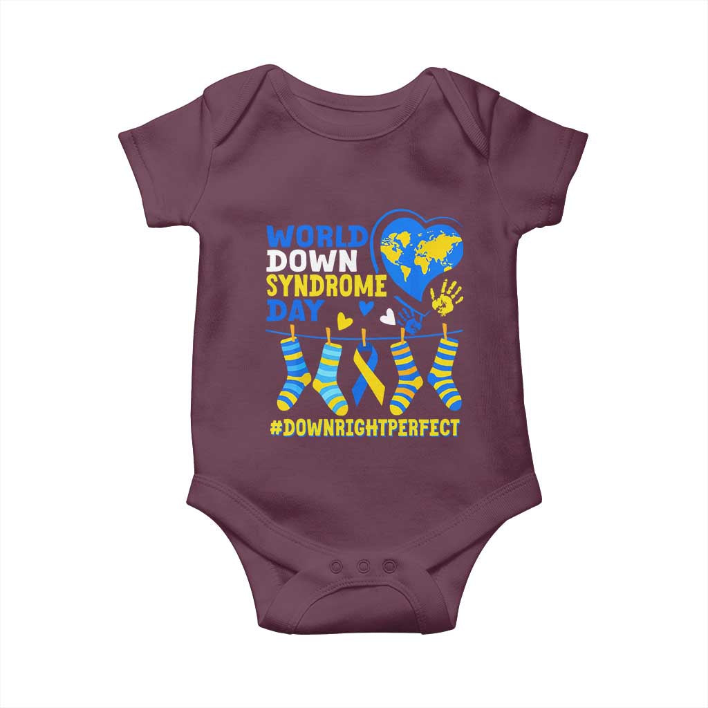 World Down Syndrome Day Baby Onesie Blue Yellow Ribbon Down Right Perfect Awareness Support