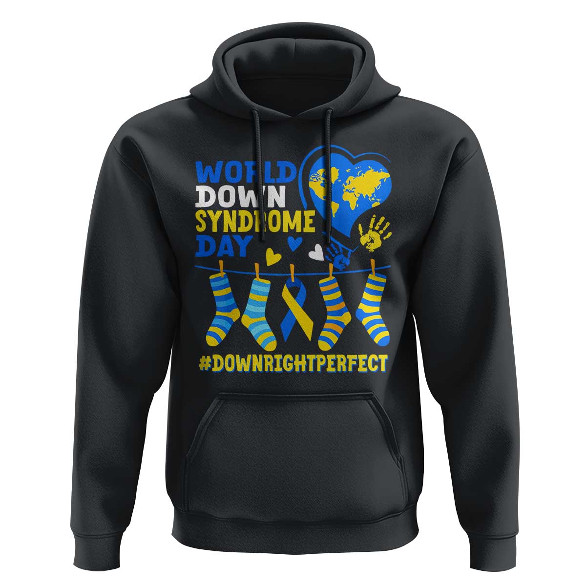 World Down Syndrome Day Hoodie Blue Yellow Ribbon Down Right Perfect Awareness Support