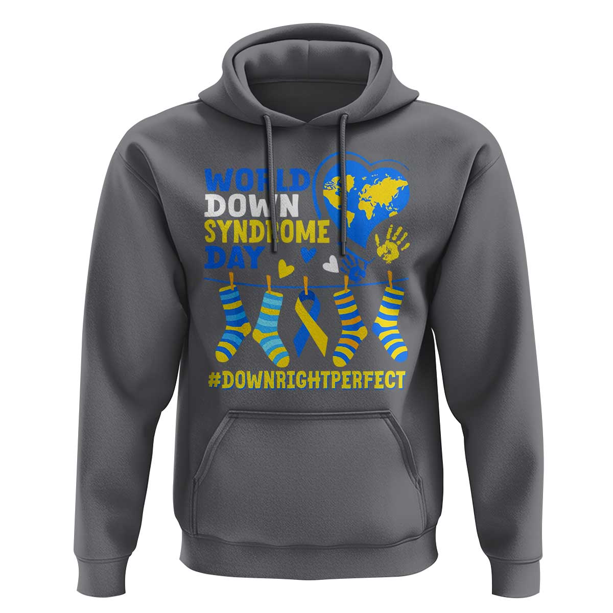 World Down Syndrome Day Hoodie Blue Yellow Ribbon Down Right Perfect Awareness Support