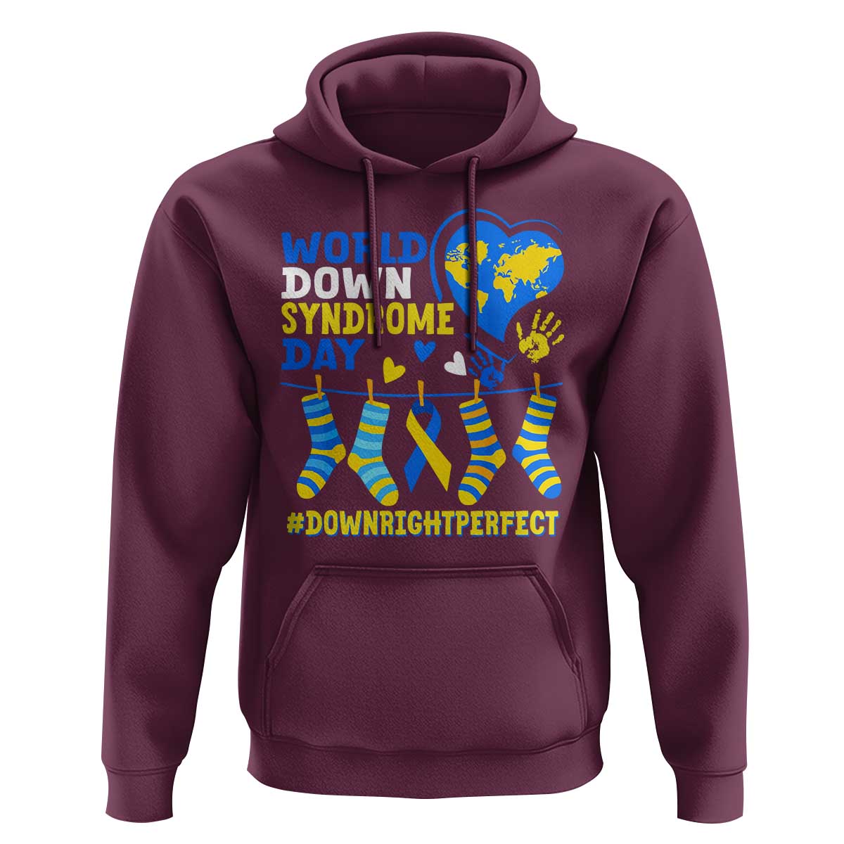 World Down Syndrome Day Hoodie Blue Yellow Ribbon Down Right Perfect Awareness Support