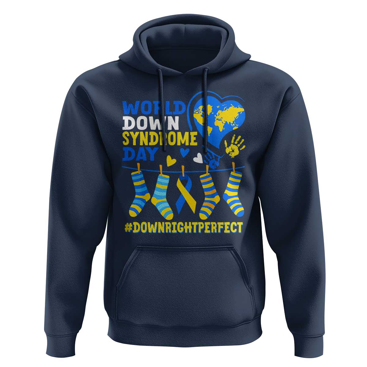 World Down Syndrome Day Hoodie Blue Yellow Ribbon Down Right Perfect Awareness Support