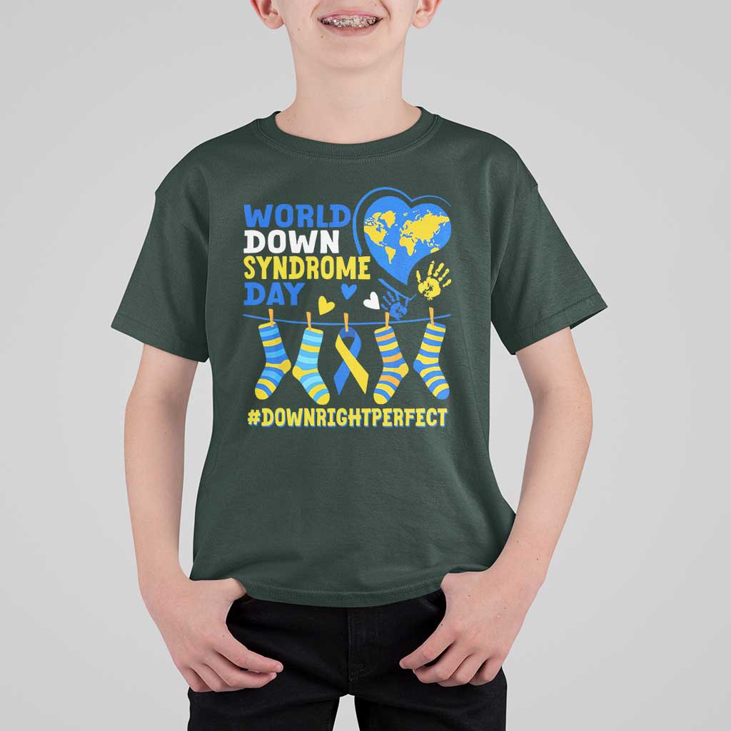 World Down Syndrome Day T Shirt For Kid Blue Yellow Ribbon Down Right Perfect Awareness Support