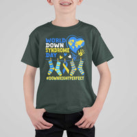 World Down Syndrome Day T Shirt For Kid Blue Yellow Ribbon Down Right Perfect Awareness Support