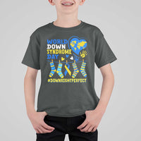 World Down Syndrome Day T Shirt For Kid Blue Yellow Ribbon Down Right Perfect Awareness Support