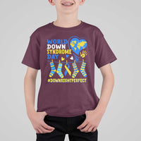 World Down Syndrome Day T Shirt For Kid Blue Yellow Ribbon Down Right Perfect Awareness Support