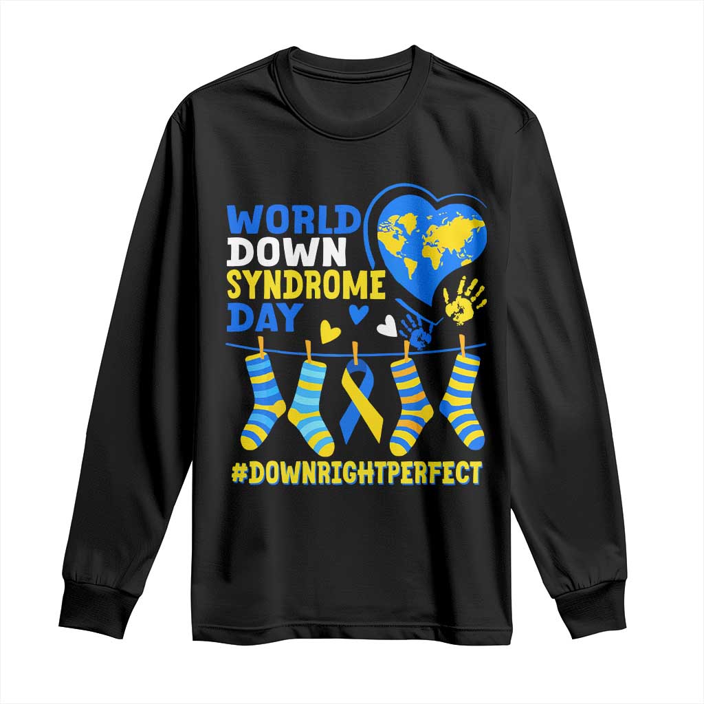 World Down Syndrome Day Long Sleeve Shirt Blue Yellow Ribbon Down Right Perfect Awareness Support