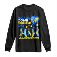 World Down Syndrome Day Long Sleeve Shirt Blue Yellow Ribbon Down Right Perfect Awareness Support