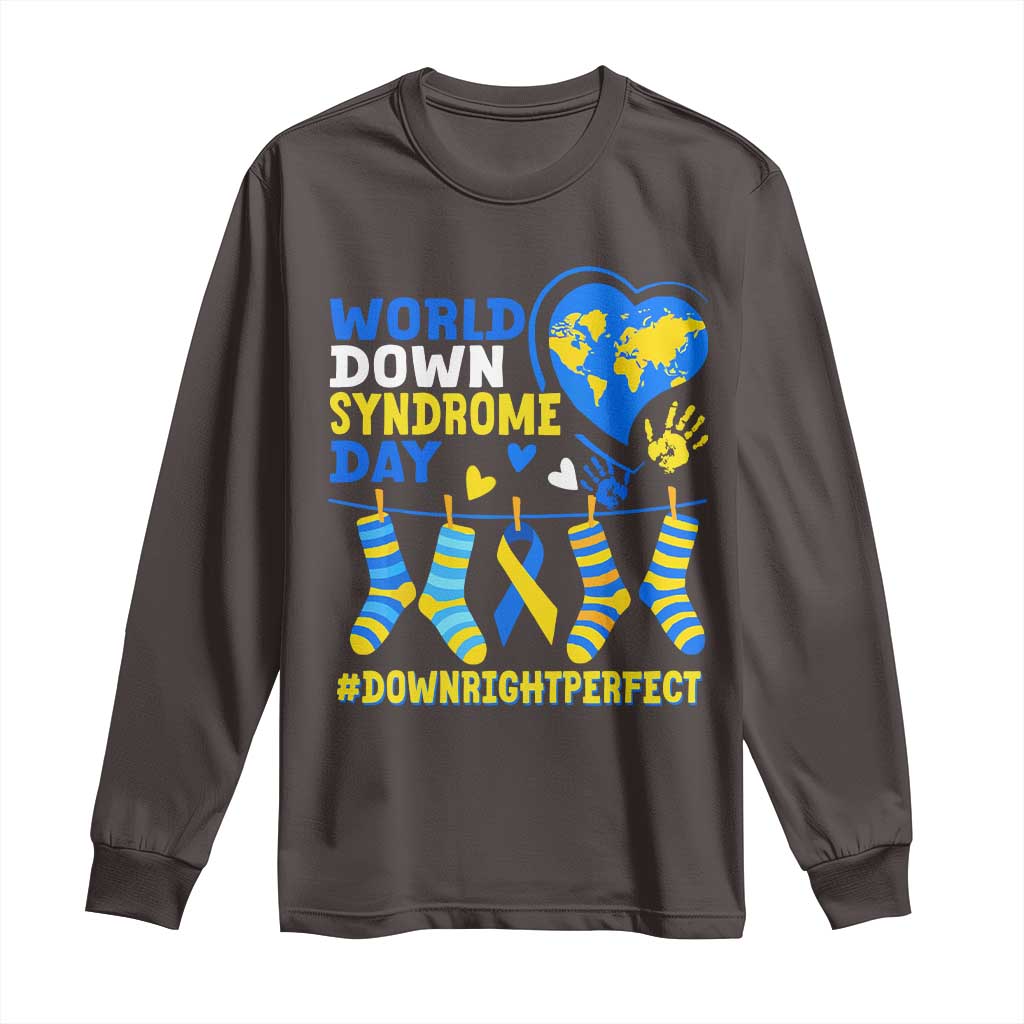 World Down Syndrome Day Long Sleeve Shirt Blue Yellow Ribbon Down Right Perfect Awareness Support