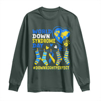 World Down Syndrome Day Long Sleeve Shirt Blue Yellow Ribbon Down Right Perfect Awareness Support
