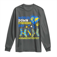 World Down Syndrome Day Long Sleeve Shirt Blue Yellow Ribbon Down Right Perfect Awareness Support