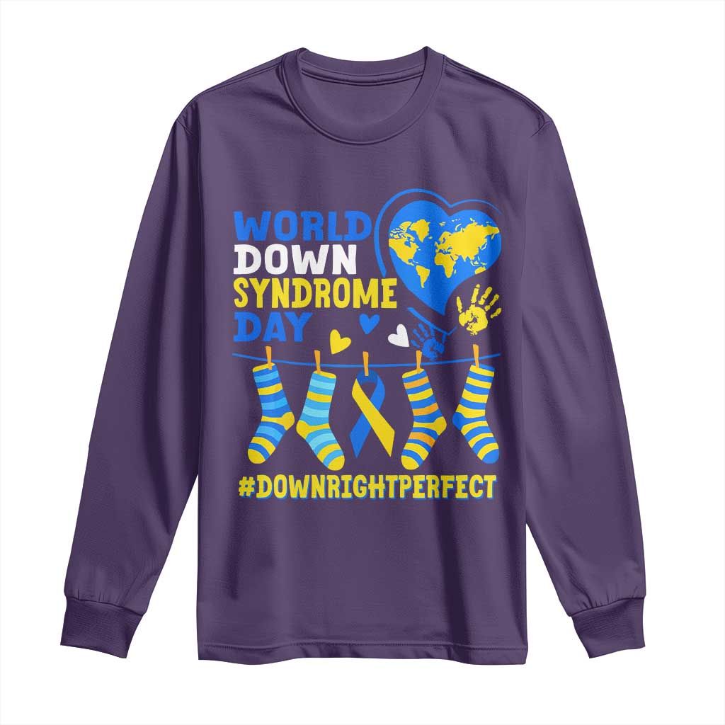 World Down Syndrome Day Long Sleeve Shirt Blue Yellow Ribbon Down Right Perfect Awareness Support