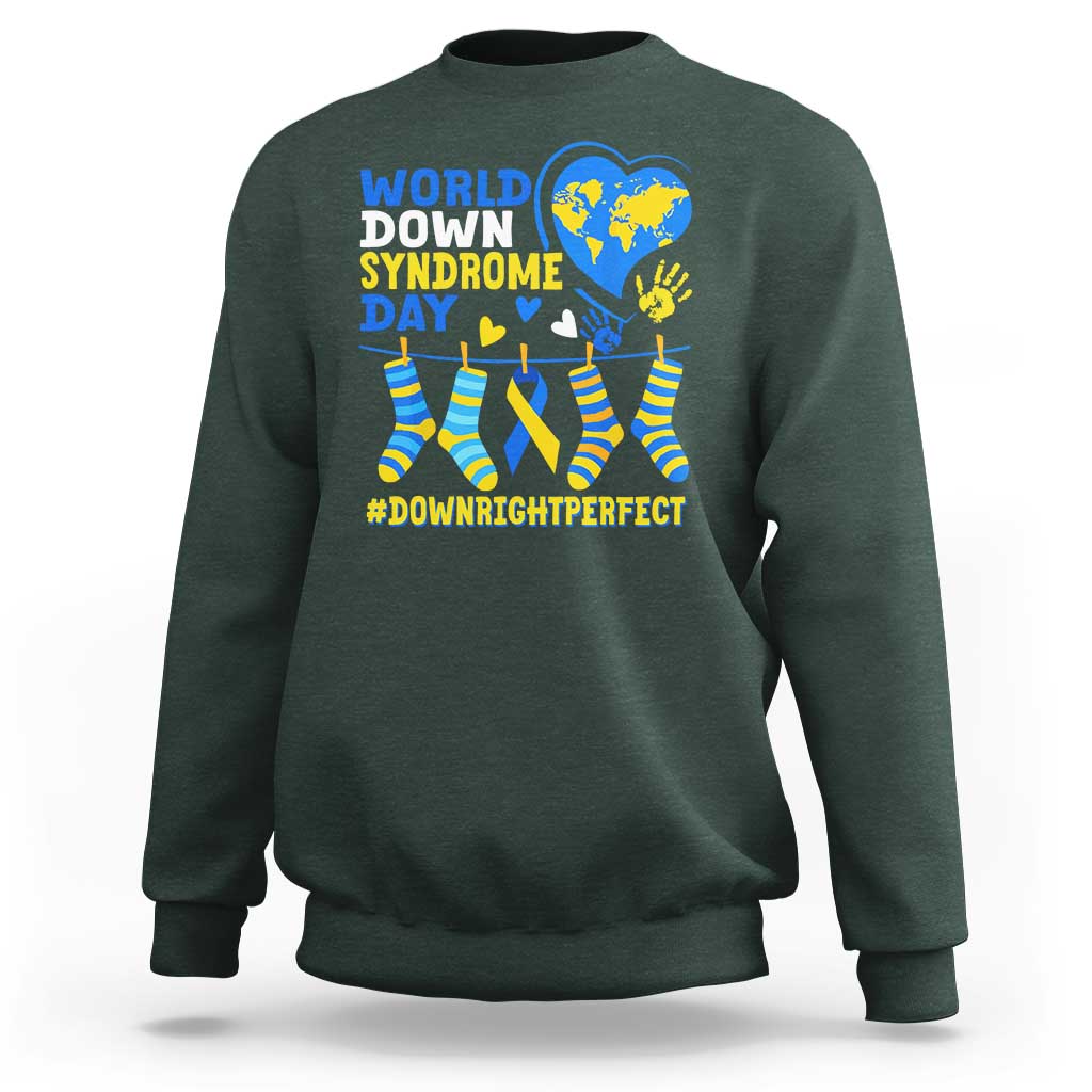 World Down Syndrome Day Sweatshirt Blue Yellow Ribbon Down Right Perfect Awareness Support