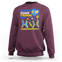 World Down Syndrome Day Sweatshirt Blue Yellow Ribbon Down Right Perfect Awareness Support