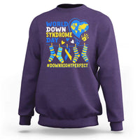 World Down Syndrome Day Sweatshirt Blue Yellow Ribbon Down Right Perfect Awareness Support