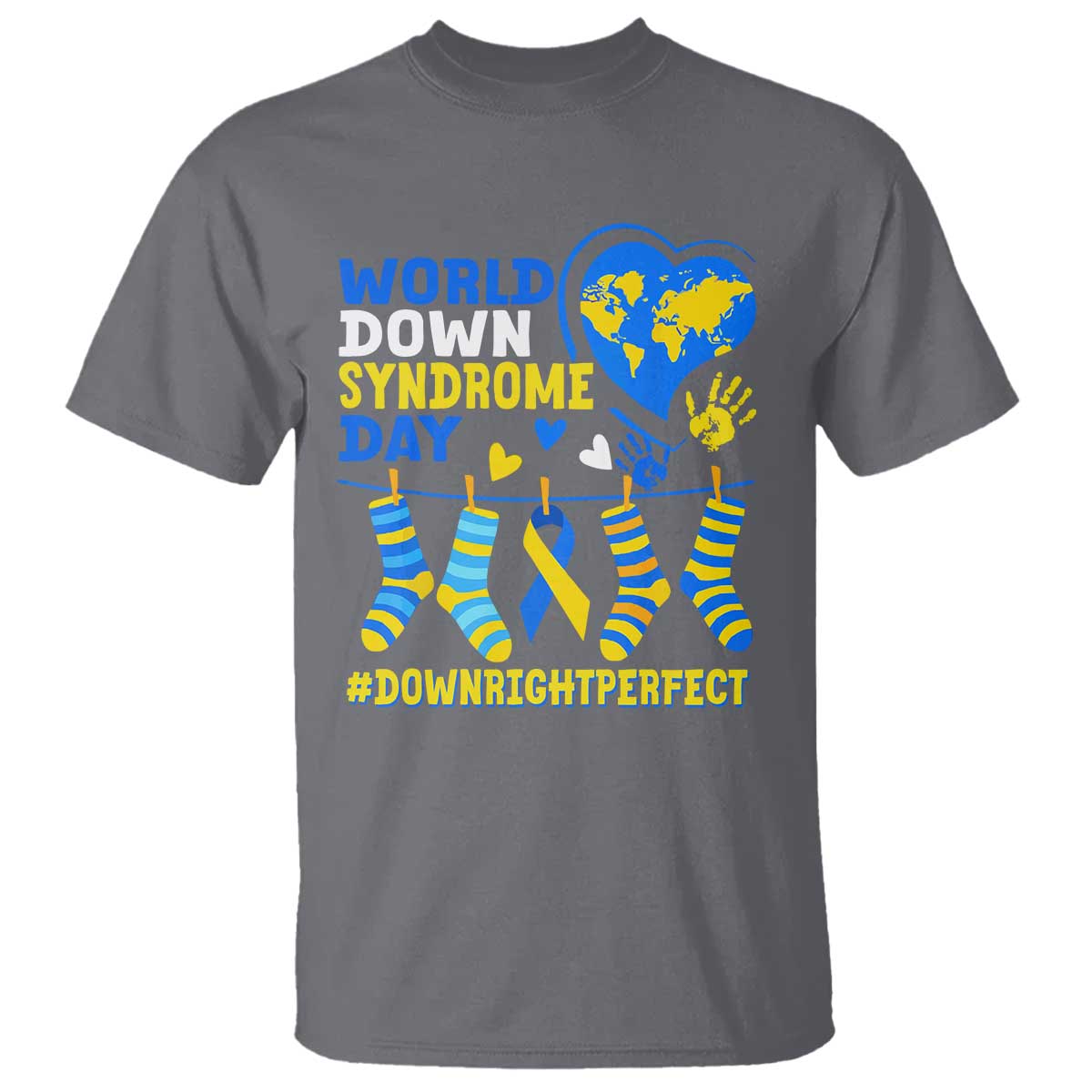 World Down Syndrome Day T Shirt Blue Yellow Ribbon Down Right Perfect Awareness Support