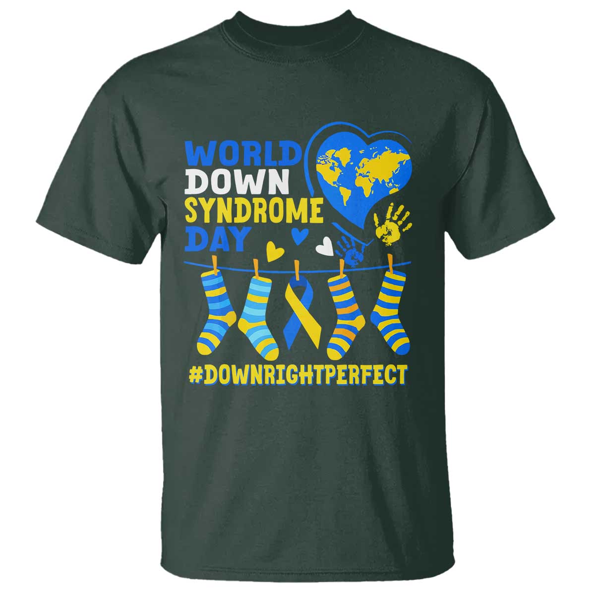 World Down Syndrome Day T Shirt Blue Yellow Ribbon Down Right Perfect Awareness Support