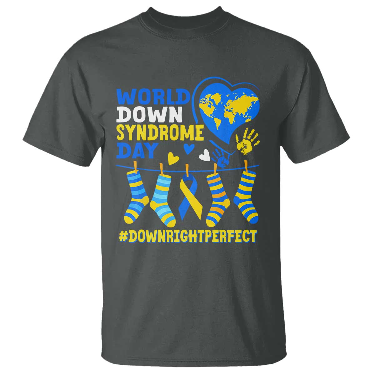 World Down Syndrome Day T Shirt Blue Yellow Ribbon Down Right Perfect Awareness Support