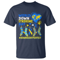 World Down Syndrome Day T Shirt Blue Yellow Ribbon Down Right Perfect Awareness Support