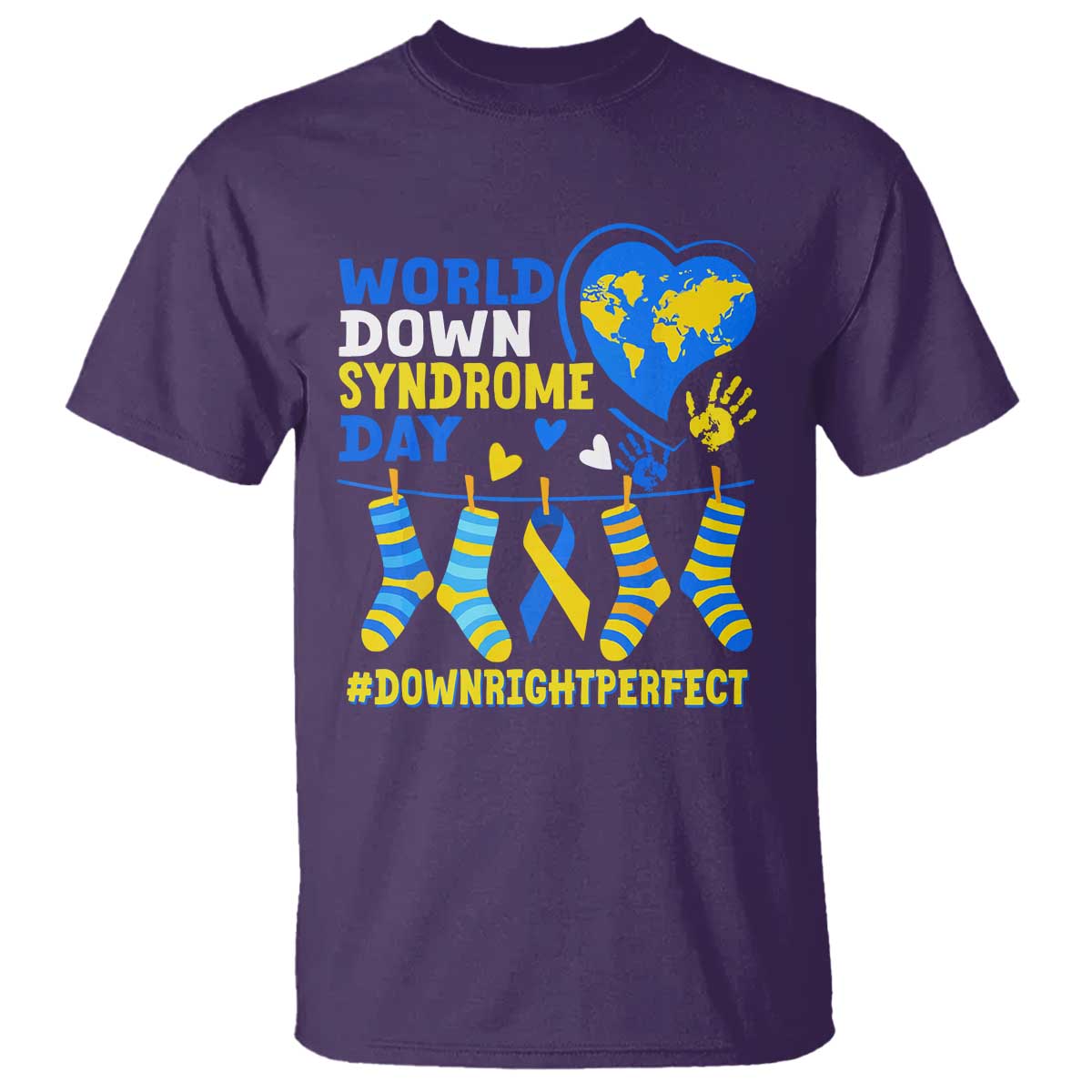 World Down Syndrome Day T Shirt Blue Yellow Ribbon Down Right Perfect Awareness Support