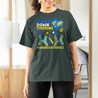 World Down Syndrome Day T Shirt For Women Blue Yellow Ribbon Down Right Perfect Awareness Support